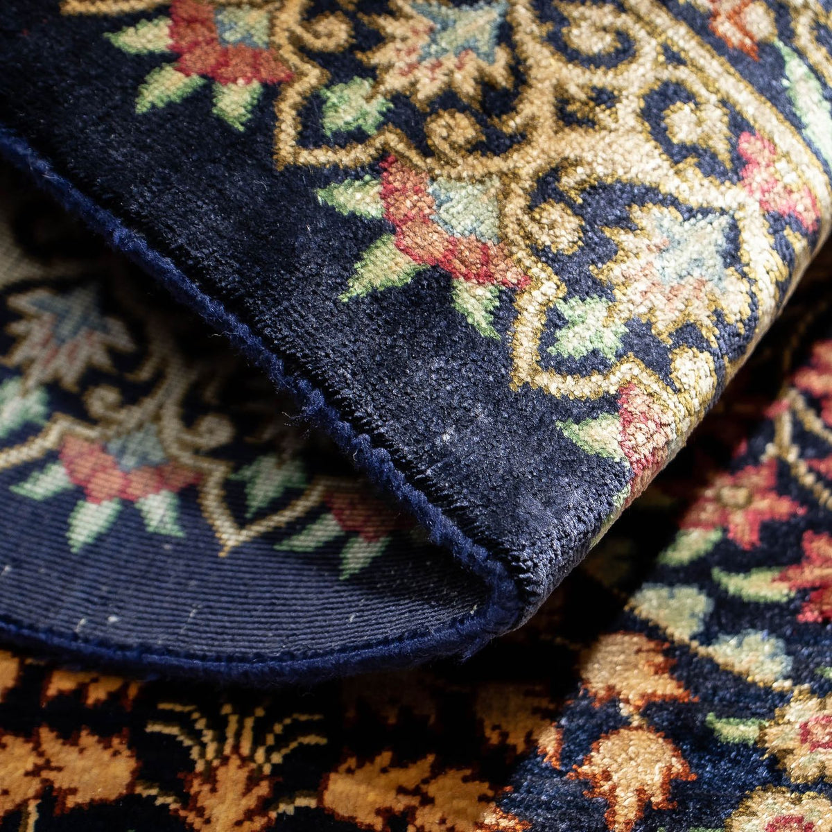 Perzisch tapijt - Ghom - 91 x 61 cm - donkerblauw