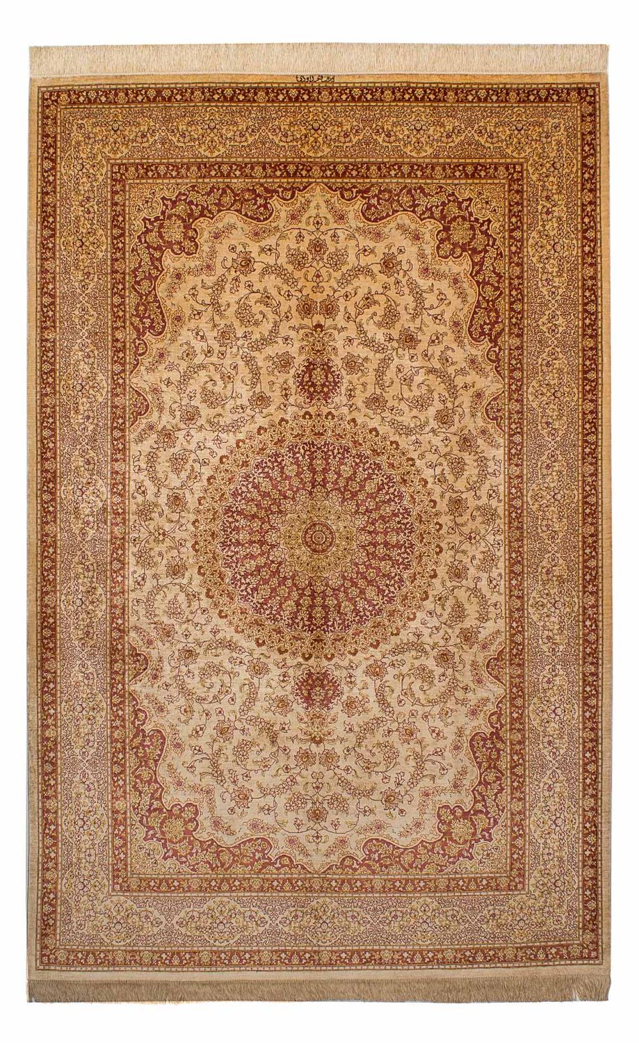 Zijden tapijt - Ghom Silk - Premium - 237 x 154 cm - bruin