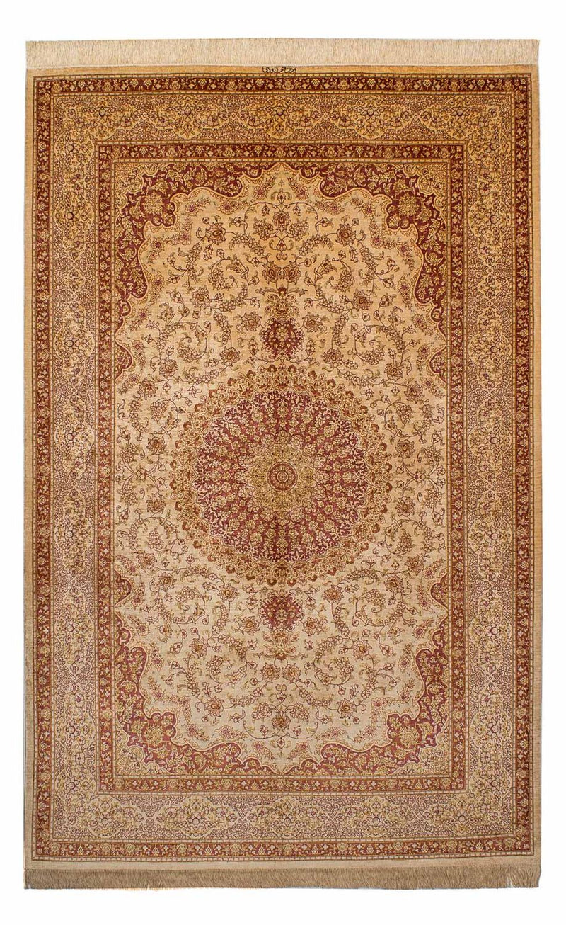 Zijden tapijt - Ghom Silk - Premium - 237 x 154 cm - bruin