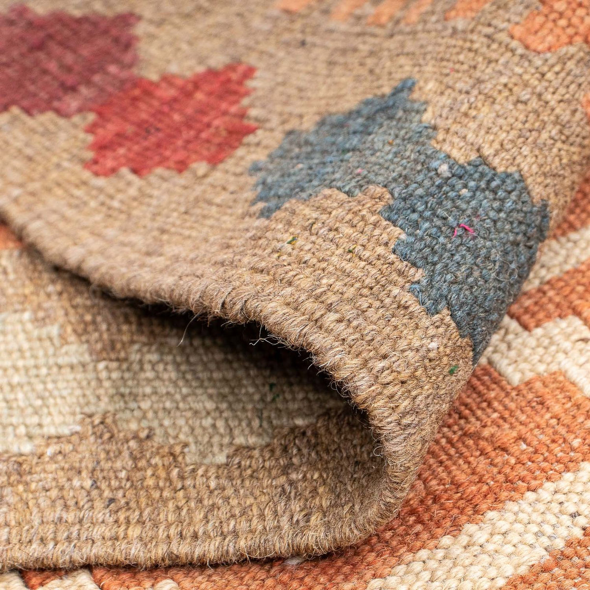 Loper Kelim tapijt - Splash - 200 x 62 cm - bruin