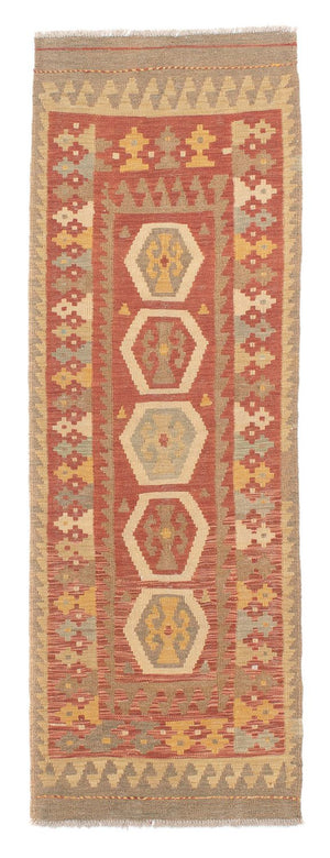 Loper Kelim tapijt - Splash - 193 x 64 cm - roest