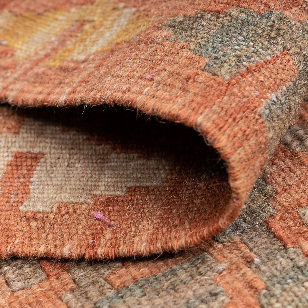 Loper Kelim tapijt - Splash - 206 x 61 cm - roest