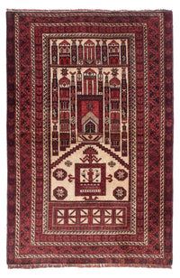 Baluch tapijt - 138 x 89 cm - donkerrood