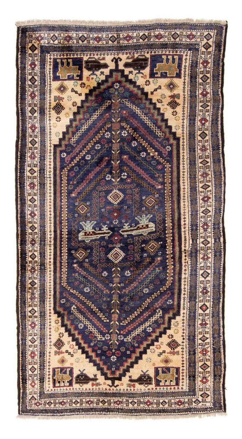 Loper Baluch tapijt - 211 x 112 cm - donkerblauw