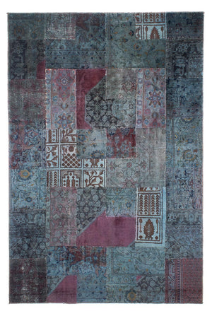 Patchwork tapijt - 291 x 194 cm - blauw