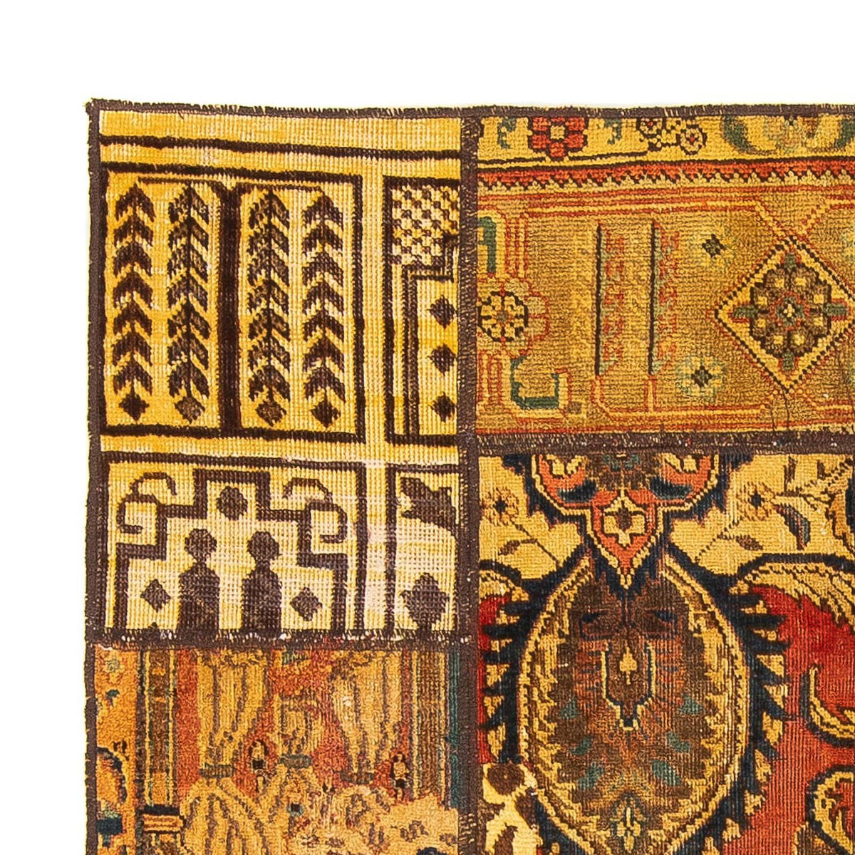 Patchwork tapijt 142x151cm - Perserteppich Wollteppich