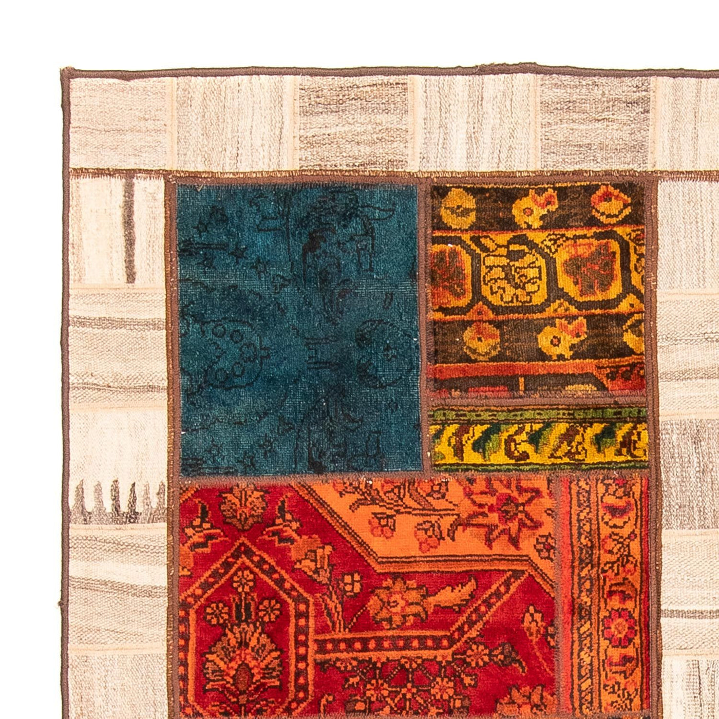Patchwork tapijt 221x161cm - Perserteppich Wollteppich