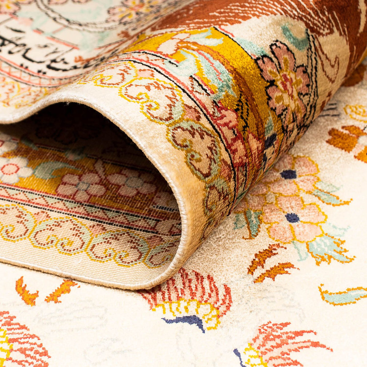 Zijden tapijt - Ghom Silk - Premium - 195 x 125 cm - roze