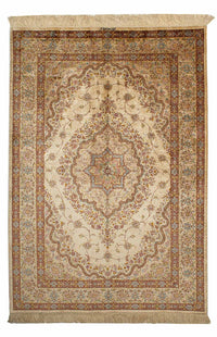 Zijden tapijt - Ghom Silk - Premium - 188 x 130 cm - beige