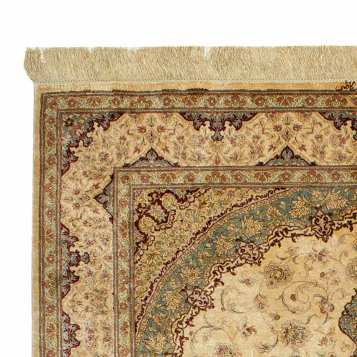 Zijden tapijt - Ghom Silk - Premium - 197 x 131 cm - beige