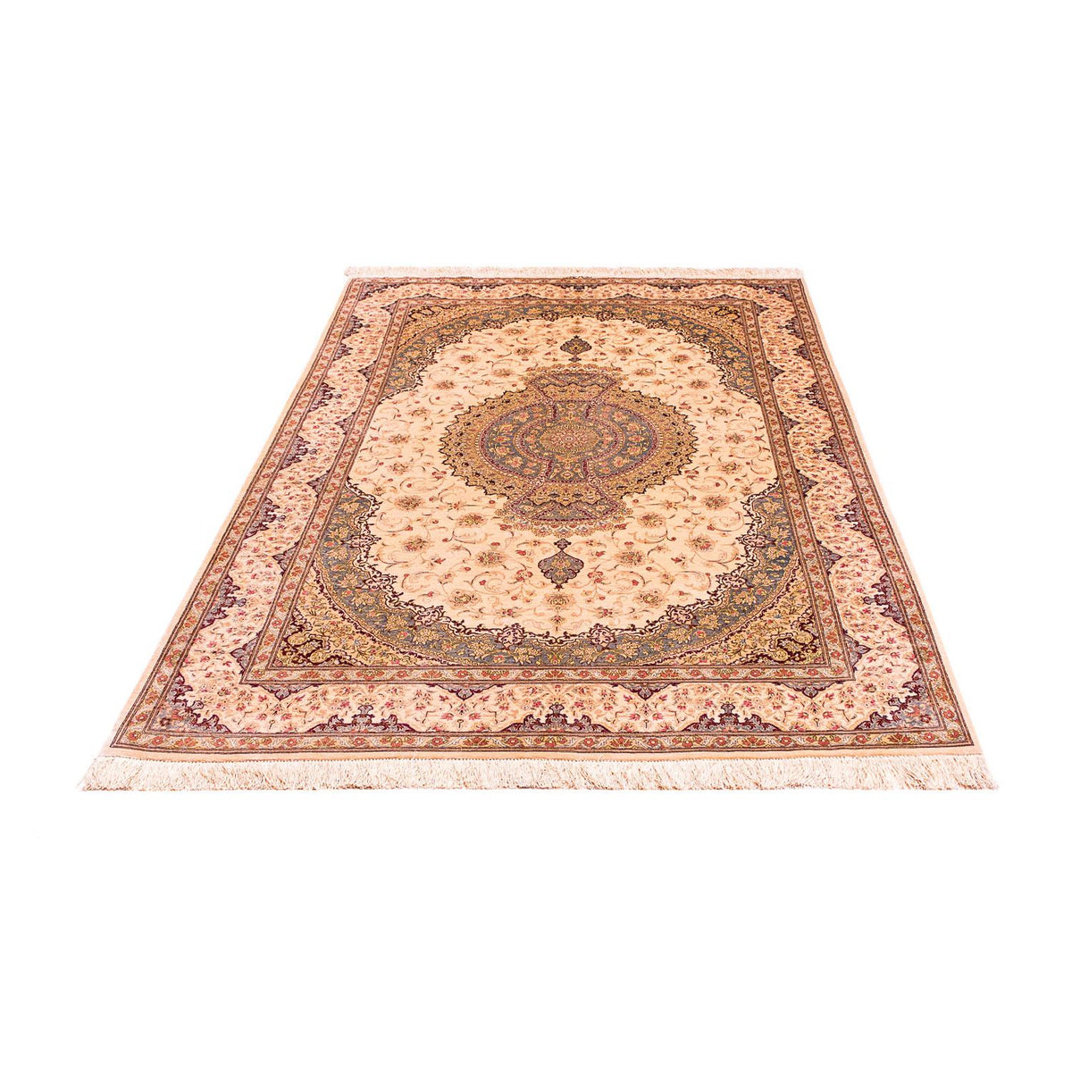 Zijden tapijt - Ghom Silk - Premium - 197 x 131 cm - beige