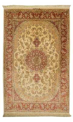 Zijden tapijt - Ghom Silk - Premium - 210 x 130 cm - beige