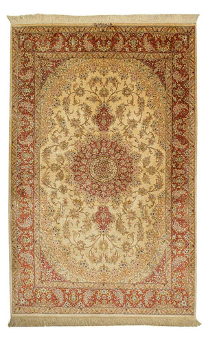 Zijden tapijt - Ghom Silk - Premium - 210 x 130 cm - beige