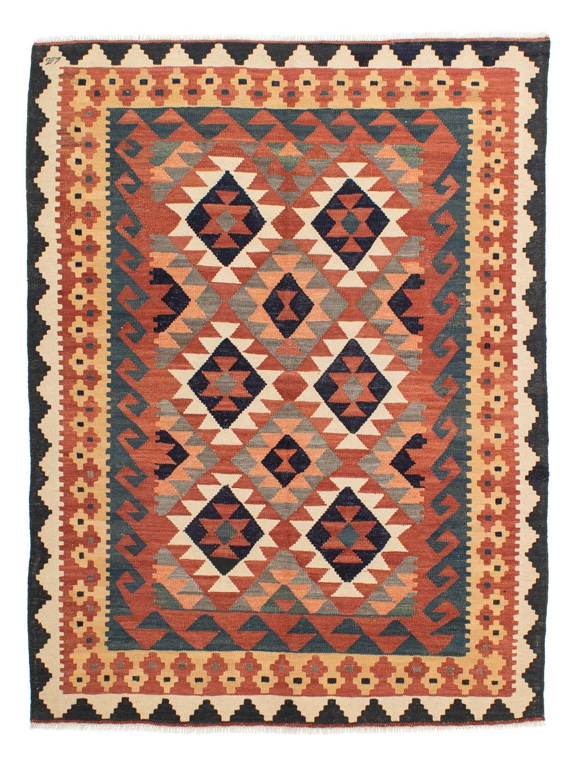 Kelim tapijt - Splash - 205 x 158 cm - veelkleurig