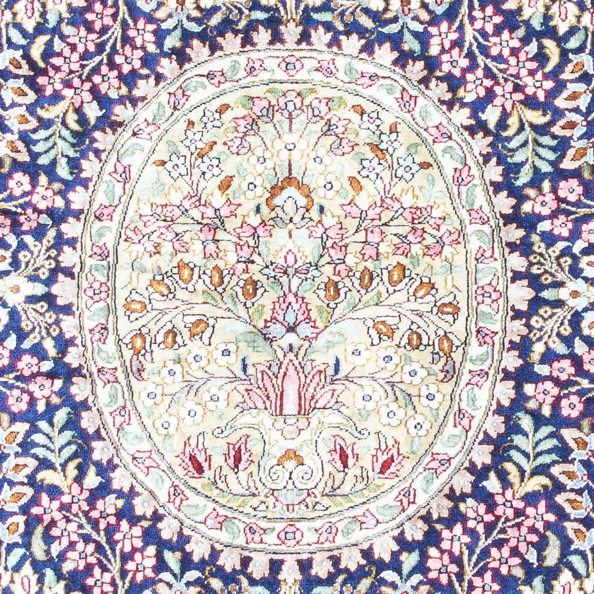 Perzisch tapijt - Ghom - 119 x 82 cm - donkerblauw