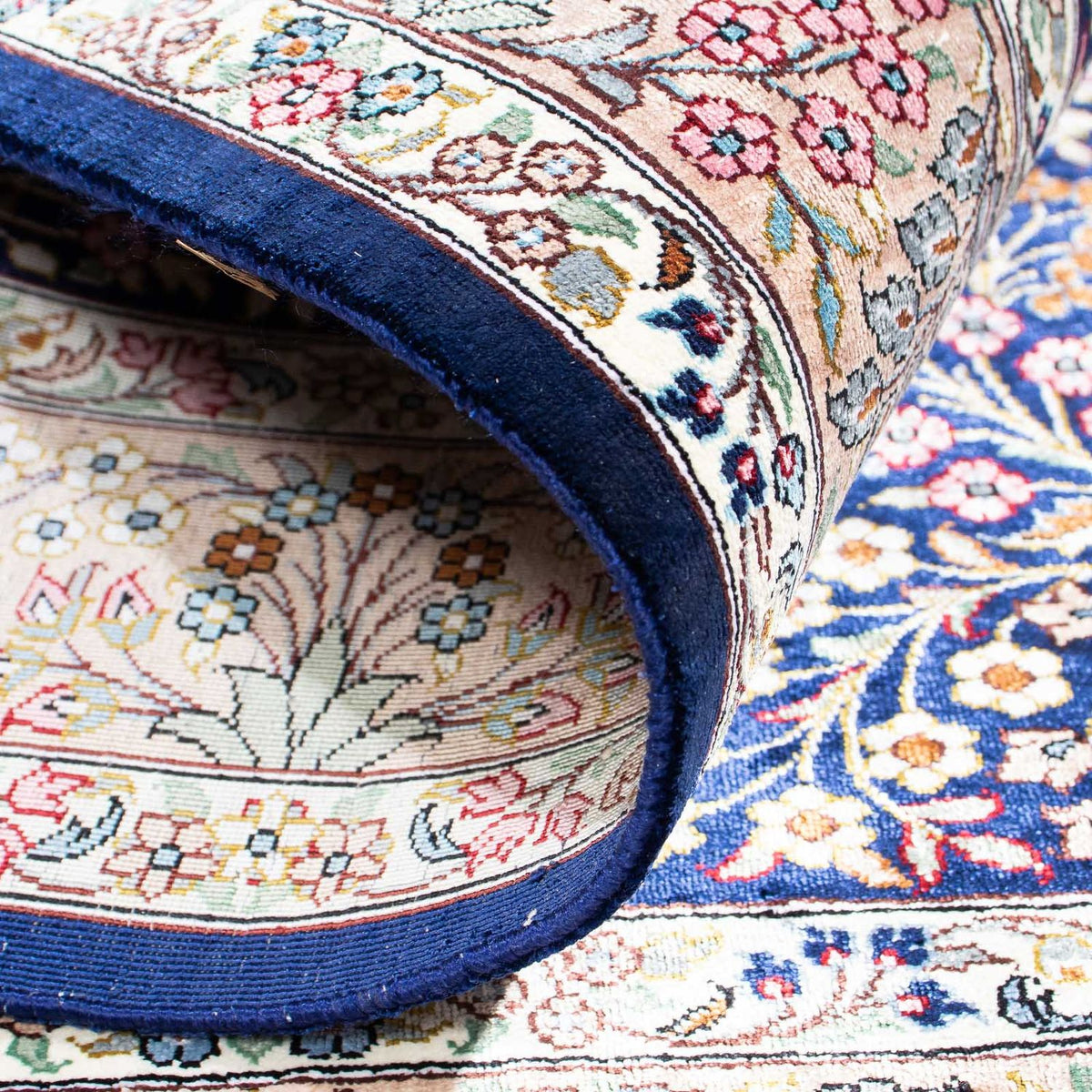 Perzisch tapijt - Ghom - 119 x 82 cm - donkerblauw