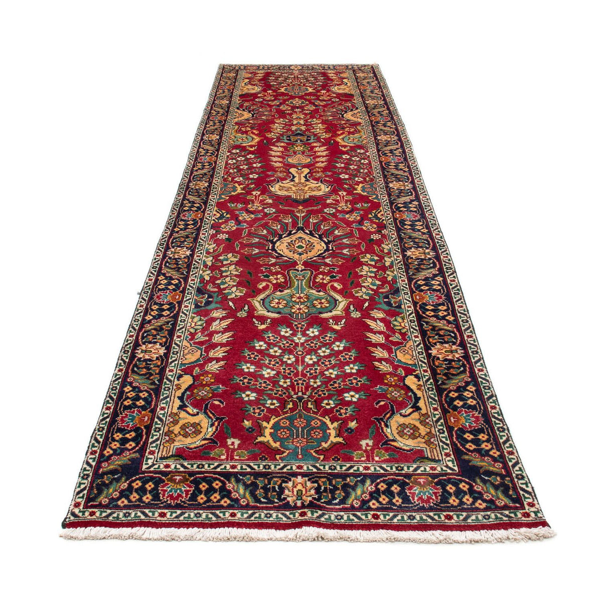 Loper Perzisch tapijt - Tabriz - 400 x 105 cm - rood