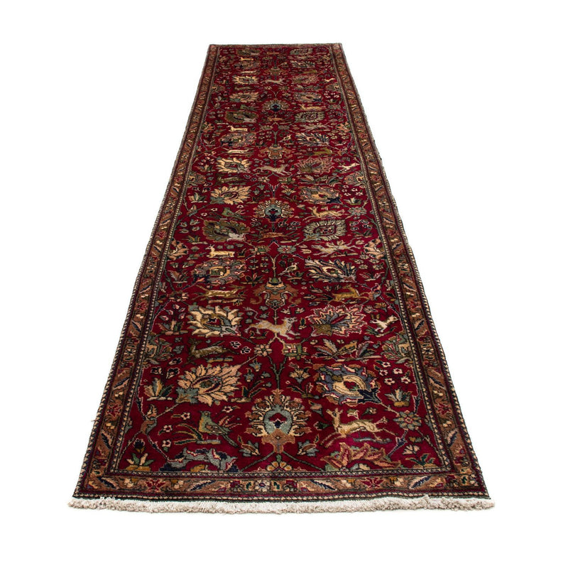 Loper Perzisch tapijt - Tabriz - 385 x 90 cm - donkerrood