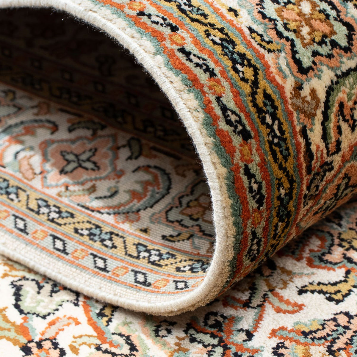 Loper Zijden tapijt - Kashmir Silk - 316 x 81 cm - beige