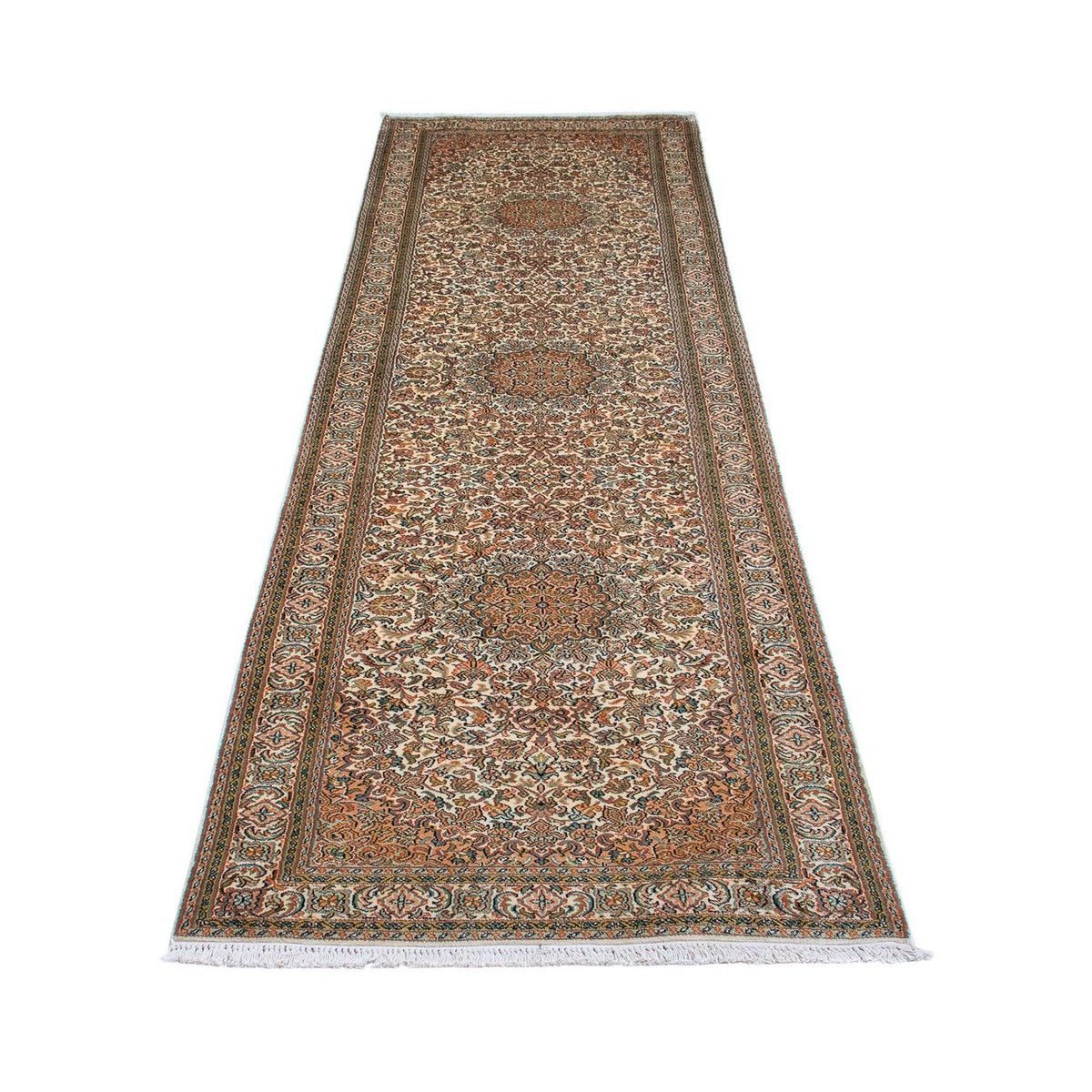 Loper Zijden tapijt - Kashmir Silk - 316 x 81 cm - beige