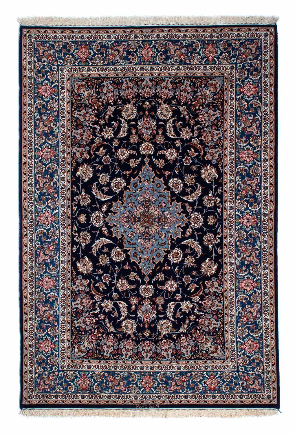 Perzisch tapijt - Isfahan - Premium - 218 x 145 cm - donkerblauw