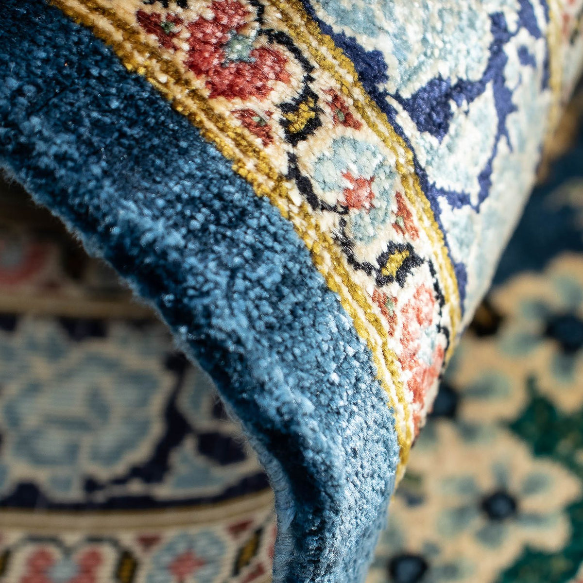 Perzisch tapijt - Ghom - 86 x 58 cm - blauw