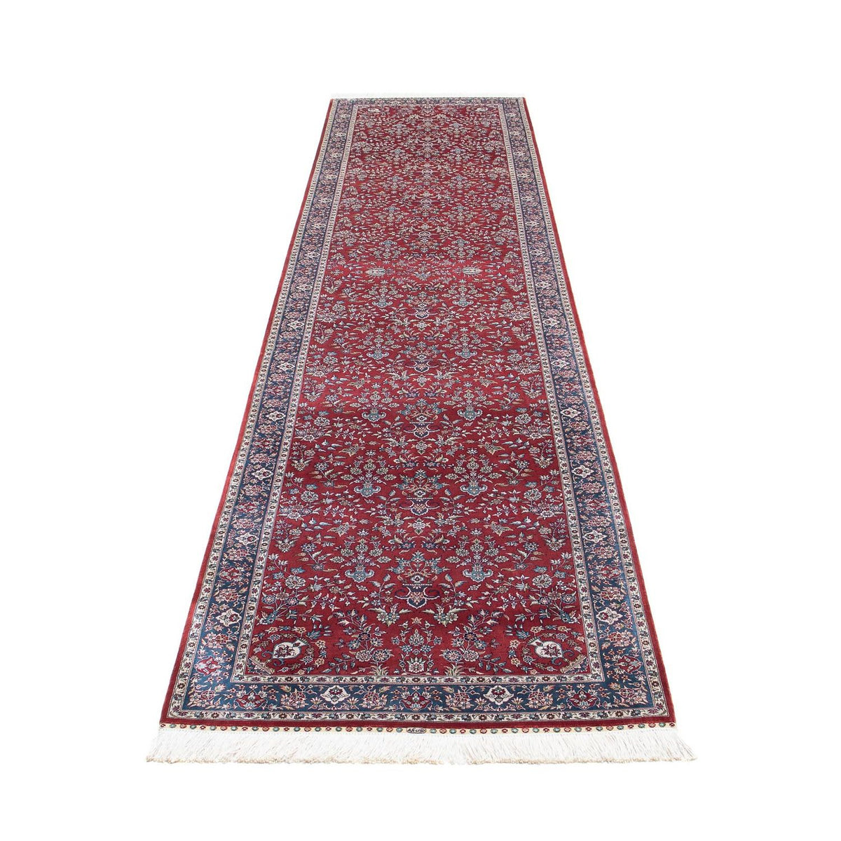 Loper Oosters tapijt - Hereke - 369 x 78 cm - donkerrood