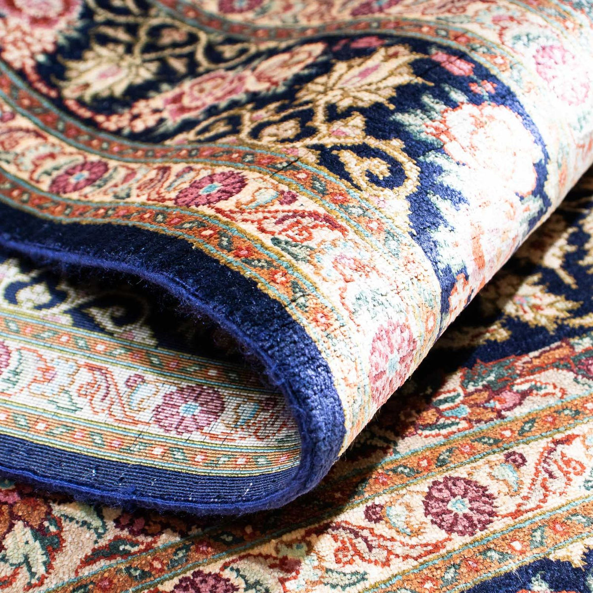 Perzisch tapijt - Ghom - 120 x 79 cm - donkerblauw