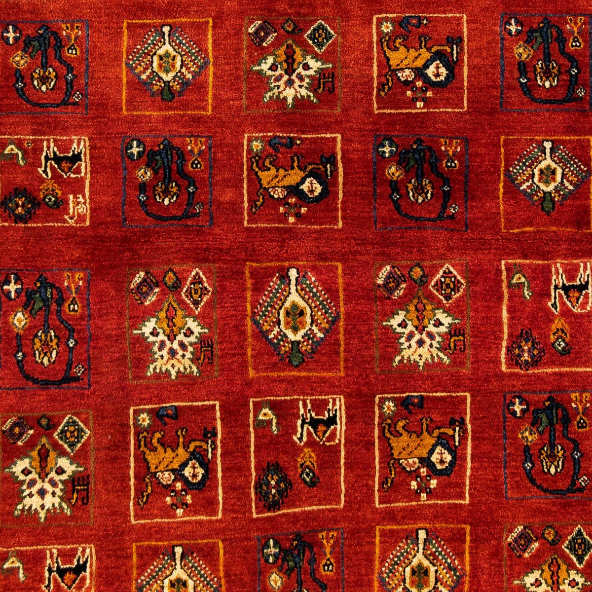 Gabbeh Tapijt - Kashkuli Perzisch - 214 x 145 cm - donkerrood