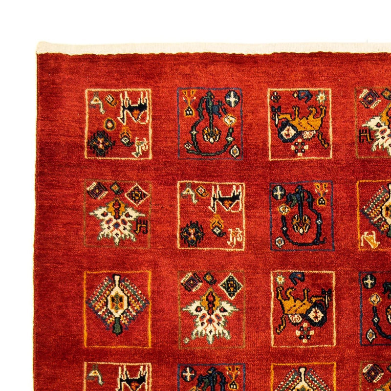 Gabbeh Tapijt - Kashkuli Perzisch - 214 x 145 cm - donkerrood