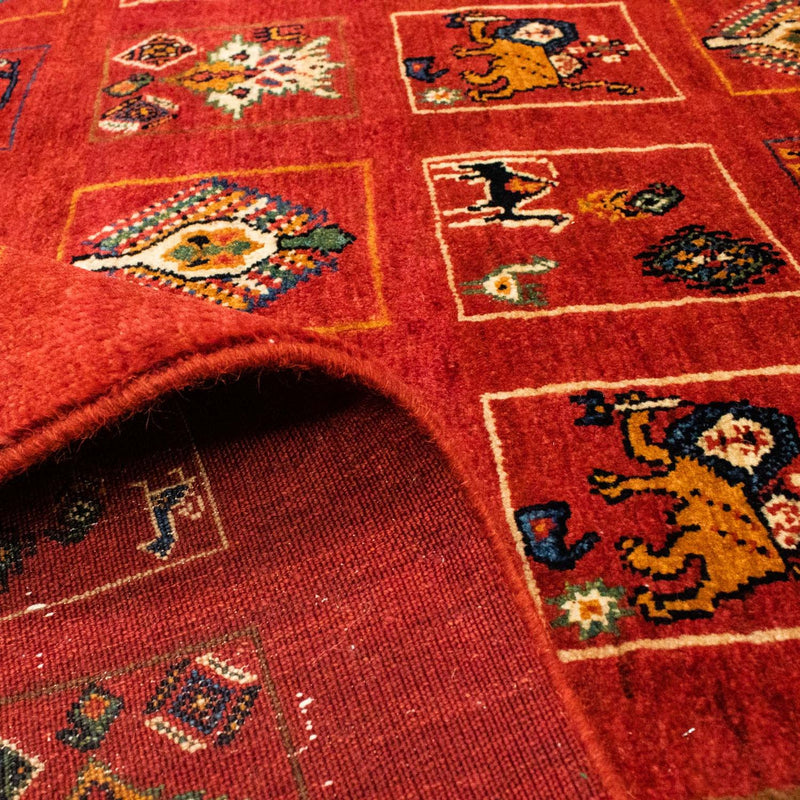 Gabbeh Tapijt - Kashkuli Perzisch - 214 x 145 cm - donkerrood