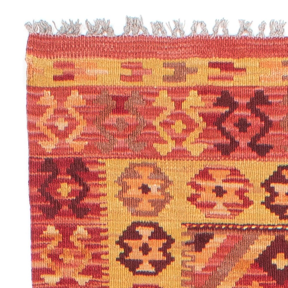 Loper Kelim tapijt - Splash - 299 x 73 cm - licht rood