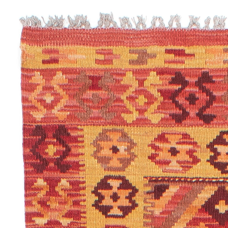 Loper Kelim tapijt - Splash - 299 x 73 cm - licht rood