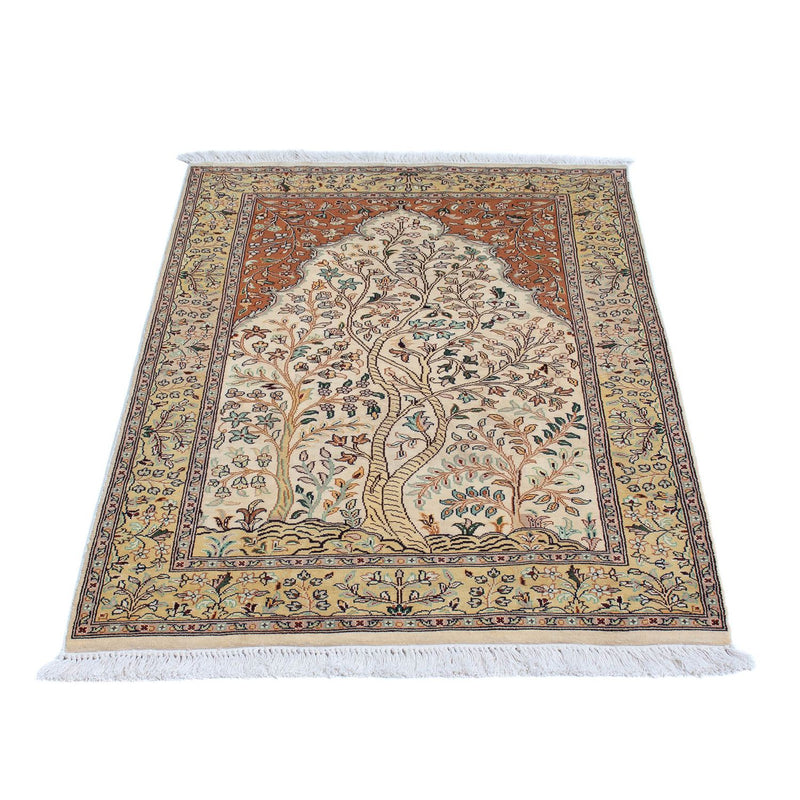 Zijden tapijt - Kashmir Silk - 124 x 76 cm - beige