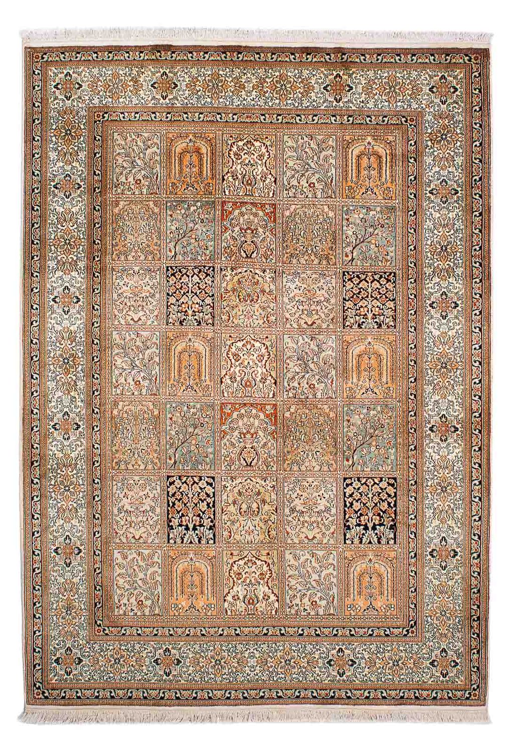 Zijden tapijt - Kashmir Silk - 221 x 158 cm - veelkleurig