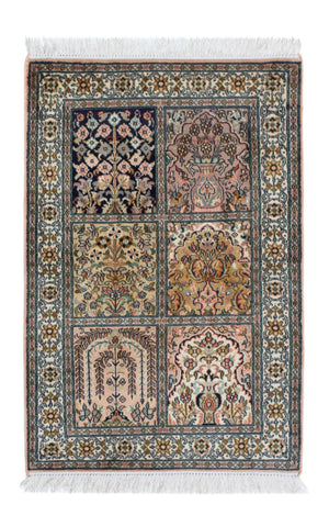 Zijden tapijt - Kashmir Silk - 95 x 64 cm - veelkleurig