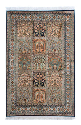 Zijden tapijt - Kashmir Silk - 150 x 92 cm - veelkleurig