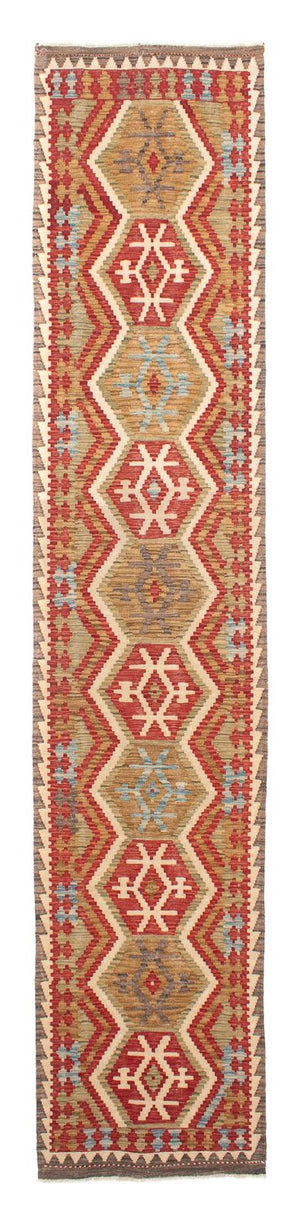 Loper Kelim tapijt - Splash - 393 x 77 cm - rood