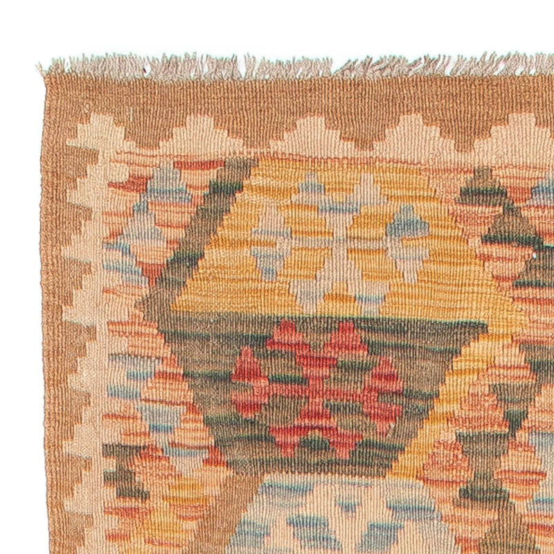 Loper Kelim tapijt - Splash - 390 x 76 cm - licht rood