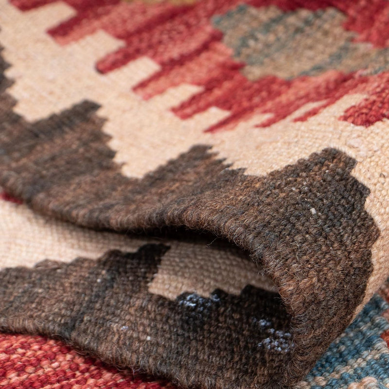 Loper Kelim tapijt - Splash - 389 x 76 cm - rood