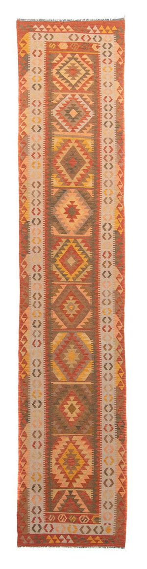 Loper Kelim tapijt - Splash - 435 x 86 cm - veelkleurig