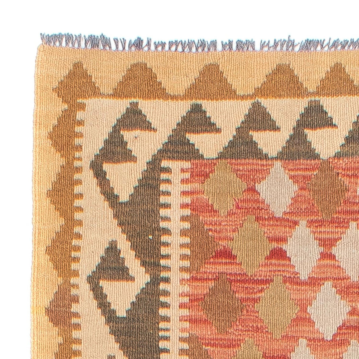 Loper Kelim tapijt - Splash - 300 x 82 cm - licht rood