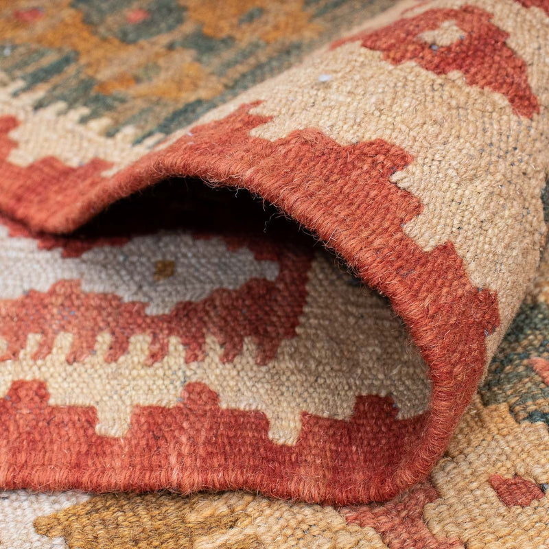 Loper Kelim tapijt - Splash - 309 x 93 cm - licht rood