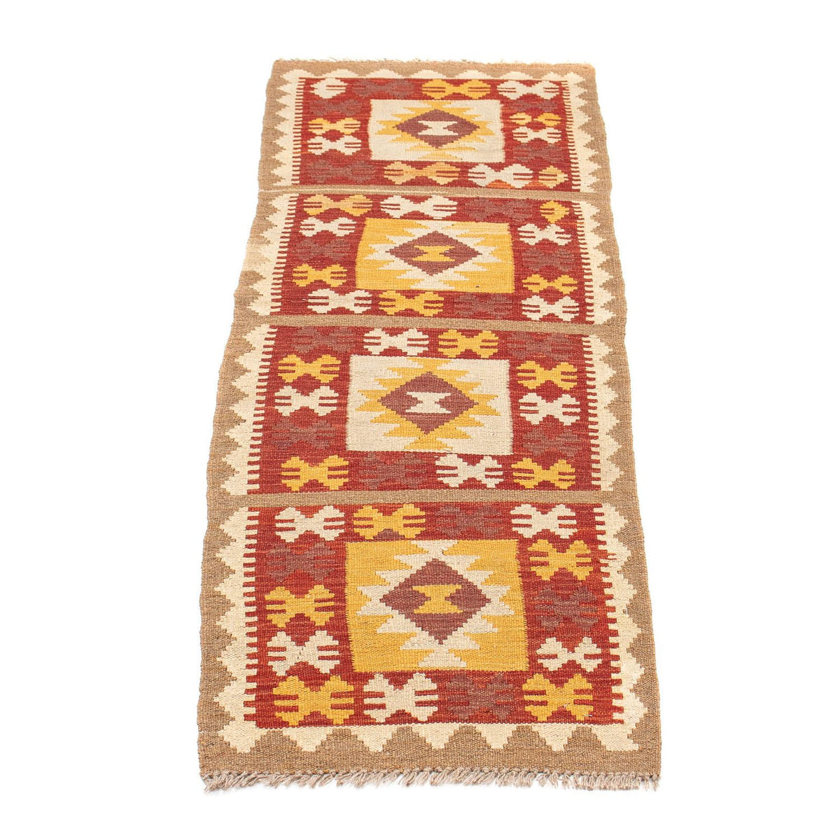 Loper Kelim tapijt - Splash - 195 x 50 cm - veelkleurig