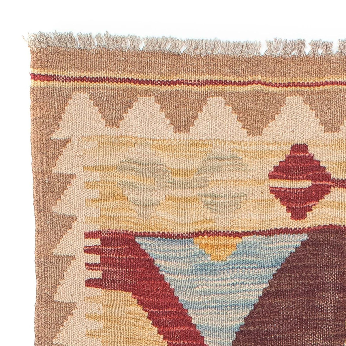 Loper Kelim tapijt - Splash - 203 x 68 cm - lichtbruin