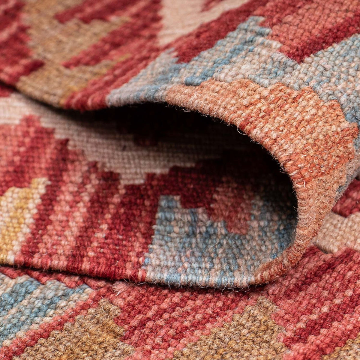 Loper Kelim tapijt - Splash - 384 x 75 cm - rood