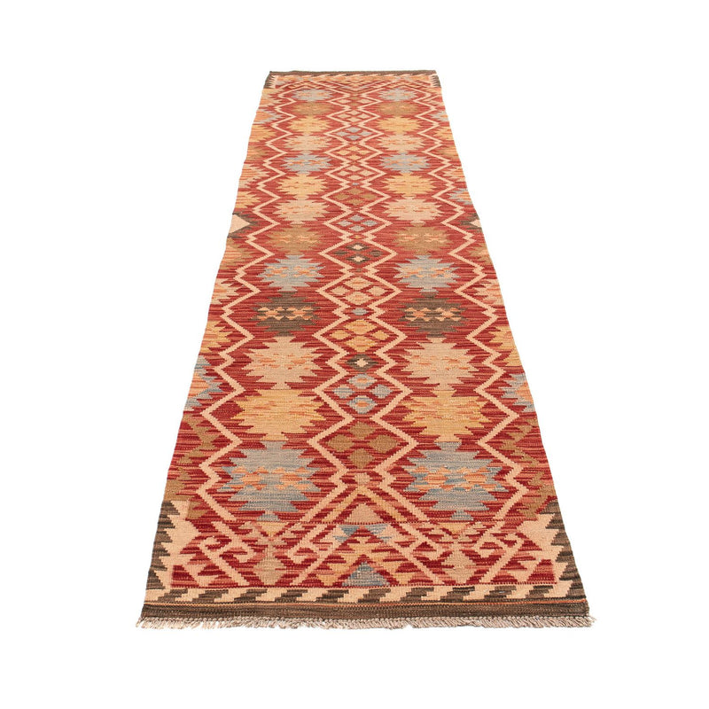 Loper Kelim tapijt - Splash - 384 x 75 cm - rood