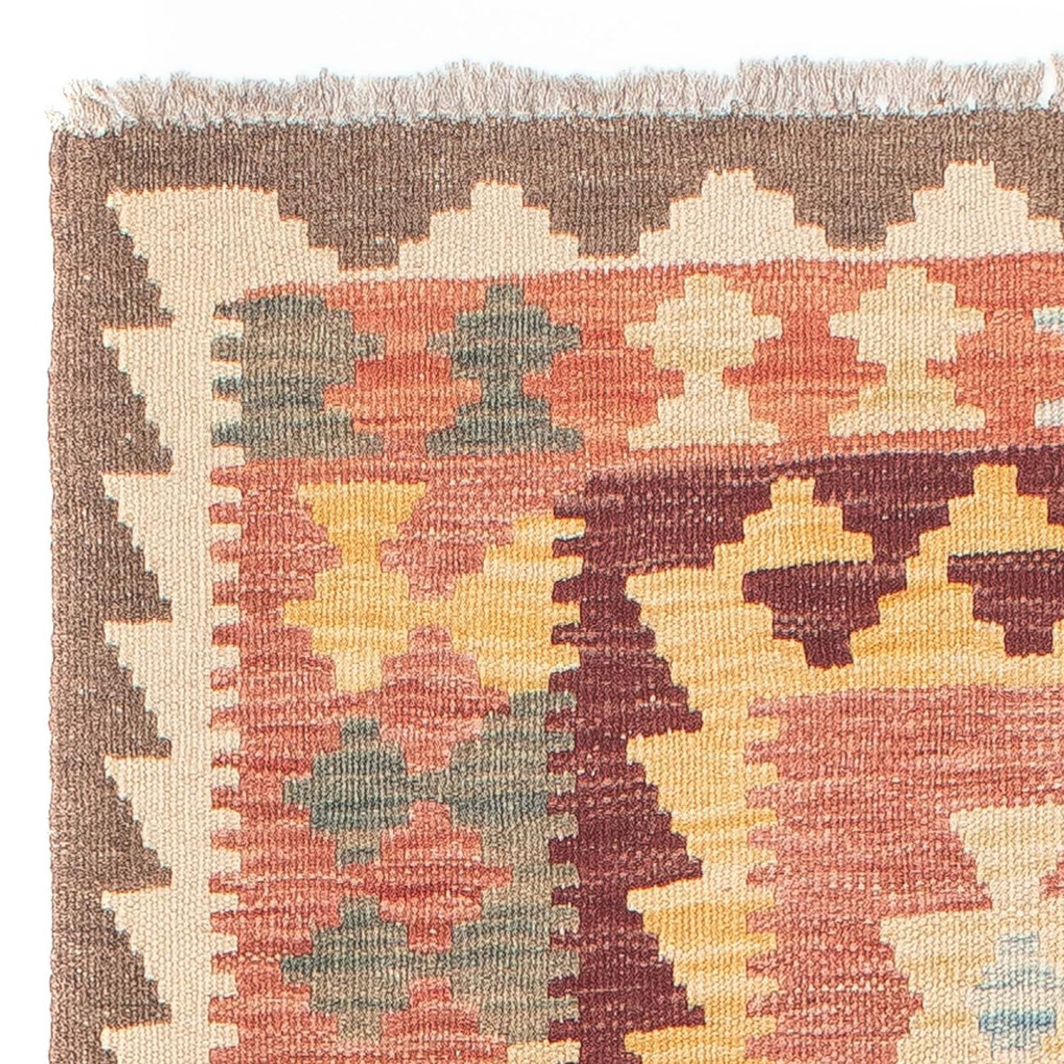 Loper Kelim tapijt - Splash - 200 x 65 cm - licht rood