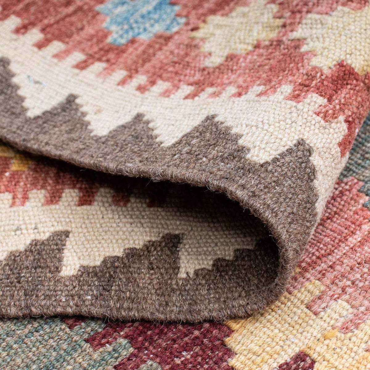 Loper Kelim tapijt - Splash - 200 x 65 cm - licht rood