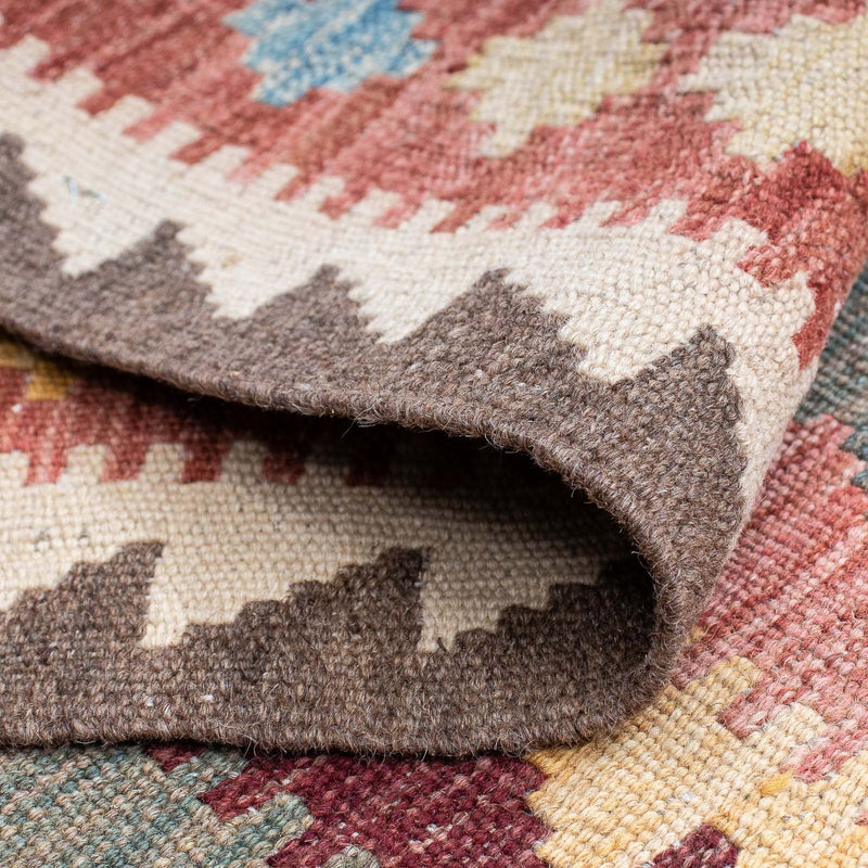 Loper Kelim tapijt - Splash - 200 x 65 cm - licht rood